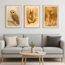 Listing image for Animal Art Prints Set of 3 | Wildlife Poster Collection for Nature Home Decor