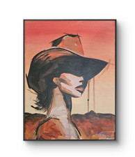 Listing image for Imagine Art Western Cowgirl Boho Rustic 30x40cm Canvas Expressionism Art Wall