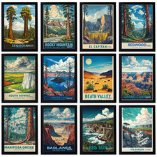 Listing image for Vintage National Parks Travel Holiday Poster Retro Print Decor Wall Art A5 A4 A3