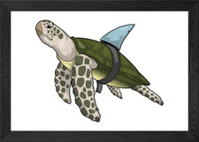 Listing image for Turtle Shark fin Framed Wall Art Poster Canvas Print Picture