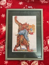 Listing image for Rare Art Print FRAMED , Vintage WEREWOLVES OCCULT , BEAST OF GEVAUDAN