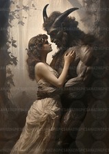 Listing image for Fantasy Forest Creature Art Print Mythical Romance Gothic Woodland Love E08
