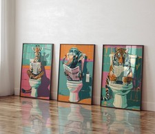 Listing image for Set of 3 Animal Themed Bathroom Poster