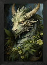 Listing image for Fantasy Forest Dragon Framed Wall Art Poster Canvas Print Picture
