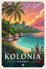 Listing image for Captivating Kolonia Micronesia - Tropical Island Travel Poster Art Print A1-A4 P