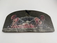 Listing image for Beautiful Slate Painted Hippo Wall Art Hanging Hippopotamus Face