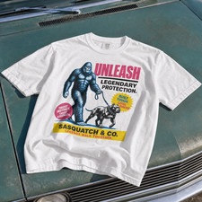 Listing image for Funny Sasquatch Bigfoot T Shirt Mens White Pitbull Dog Graphic Tee Comfort Color