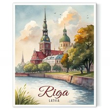 Listing image for Riga, Latvia - Unforgettable Journey Vintage Travel Poster 4096x40