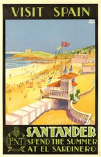 Listing image for VINTAGE VISIT SPAIN SANTANDER SPANISH TRAVEL A2 POSTER PRINT