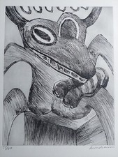 Listing image for Bengt LINDSTRÖM Signed drypoint engraving "The beast of Gevaudan", 1972