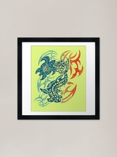 Listing image for Tribal Hammerhead Shark And Turtle Framed Wall Art Poster Canvas Print Picture