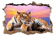 Listing image for 3D Tiger Jungle Big Cat Animal Hole in The Wall Art Sticker Decal Print V2