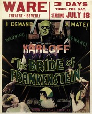 Listing image for The Bride of Frankenstein (1935) Boris Karloff Horror movie poster 24x30 inches