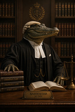 Listing image for Crocodile Barrister Lawyer Animal Poster Print Framed Canvas Wall Art