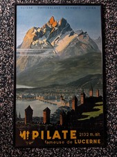 Listing image for Original Vintage 1958 Travel Poster Mount Pilate Pilatus Lucerne