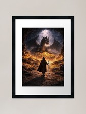 Listing image for Dragon Fantasy Cave Traveler Poster Framed Wall Art Poster Canvas Print Picture