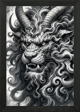 Listing image for Roaring Mythical Beast Framed Wall Art Poster Canvas Print Picture