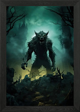 Listing image for Werewolf in the Ruins Framed Wall Art Poster Canvas Print Picture