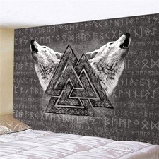 Listing image for Large Viking Norse Wolf Tapestry Nordic Mythology Wall Hanging Backdrop Wall Art