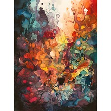 Listing image for Abstract Coral Reef Organic Shapes Modern Painting Canvas Poster Print Wall Art
