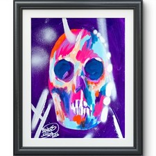 Listing image for Street Art Graffiti Skull 20x25cm Original Painting Canvas Home Decor Wall Art