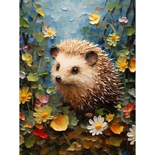 Listing image for Hedgehog Wildflower Meadow Kids Bedroom Woodland Creature Art Poster Print Giant