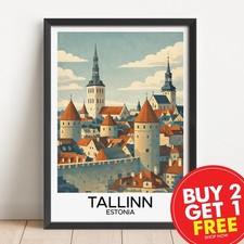 Listing image for Tallinn Estonia Travel Print, Travel Wall Art, Home Decor, Art Deco Pictures, A3