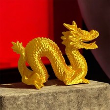Listing image for Golden Dragon Figurine Statue Chinese Dragon Mythical Creature Ornament