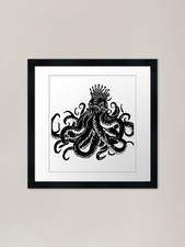 Listing image for Giant octopus with japanese ink Fra Framed Wall Art Poster Canvas Print Picture