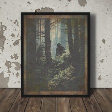Listing image for Vintage BIGFOOT POSTER, SASQUATCH Forest Wall Art, Scary Cryptid Yeti Tree Decor