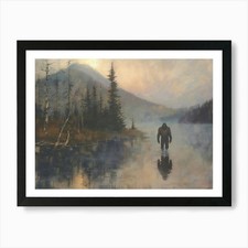 Listing image for Bigfoot Painting, Sasquatch Wall De Framed Wall Art Poster Canvas Print Picture