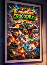 Listing image for Bombardiro Crocodilo Poster | Italian Brainrot Meme Wall Art | Viral Crocodile