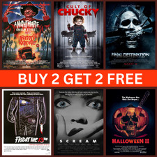 Listing image for ICONIC HORROR MOVIE POSTERS CLASSIC SCARY FILM CINEMA WALL ART POSTER PRINTS
