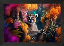 Listing image for Lemur in rain forest Framed Wall Art Poster Canvas Print Picture