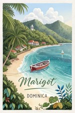 Listing image for Captivating Marigot Dominica Travel Poster - Tropical Paradise Art Print A1-A4 P
