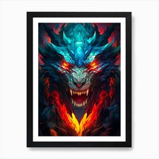 Listing image for Dragon Art Print Framed Wall Art Poster Canvas Print Picture