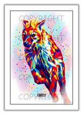 Listing image for Hyena A4 portrait vibrant pop art style animal poster print