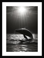 Listing image for Dramatic Whale Framed Wall Art Poster Canvas Print Picture