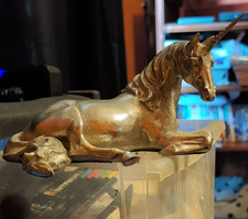 Listing image for Silver-tone Reclining Unicorn Figurine Ornament Glitter- Mythical Creatures