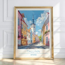 Listing image for Tallinn Estonia Travel Poster Print – Colorful Old Town Street Wall Art, Scandin