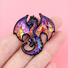 Listing image for Mystic Fire Dragon - Metal Enamel Pin Badge - Rainbow - Brooch - UK Seller