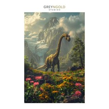 Listing image for Prehistoric Animal in Beautiful Nature Wall Art Print pick size A4/A3/A2/90x60cm
