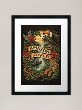 Listing image for Amazon River Jungle Wildlife Framed Framed Wall Art Poster Canvas Print Picture