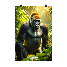 Listing image for Silverback Gorilla Wildlife Jungle Wall Art Print Premium Matte Vertical Poster
