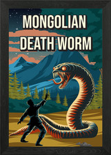 Listing image for Mongolian Death Worm Cryptid Travel Framed Wall Art Poster Canvas Print Picture