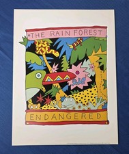 Listing image for Endangered Rain Forest Art Print Poster 1991 Leo Byrnes Graphic Workshop France