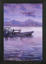 Listing image for Lake Atitlan Boats art Framed Wall Art Poster Canvas Print Picture